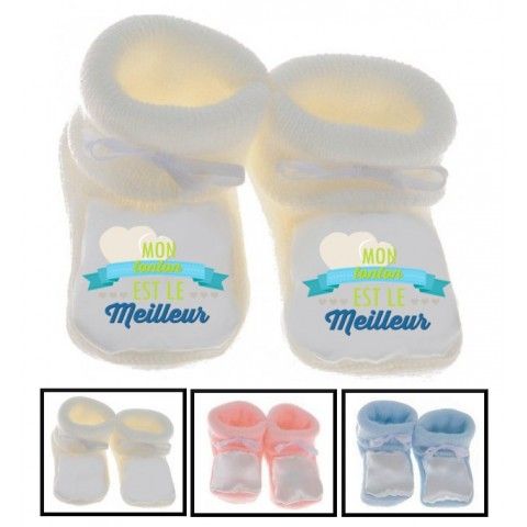 Chaussons de bébé tu vas être ma tata de cœur garçon