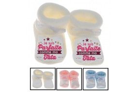 Chaussons de bébé je suis le prince des râleurs la reine c’est ma tata