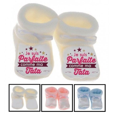 Chaussons de bébé je suis le prince des râleurs la reine c’est ma tata