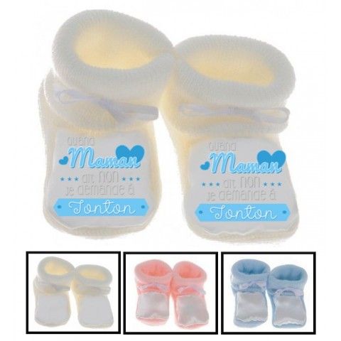 Chaussons de bébé tu vas être ma tata de cœur garçon