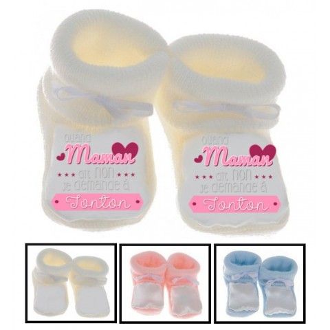 Chaussons de bébé tu vas être ma tata de cœur garçon