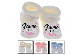 Chaussons de bébé tu vas être ma tata de cœur garçon