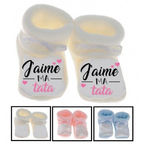 Chaussons de bébé tu vas être ma tata de cœur garçon