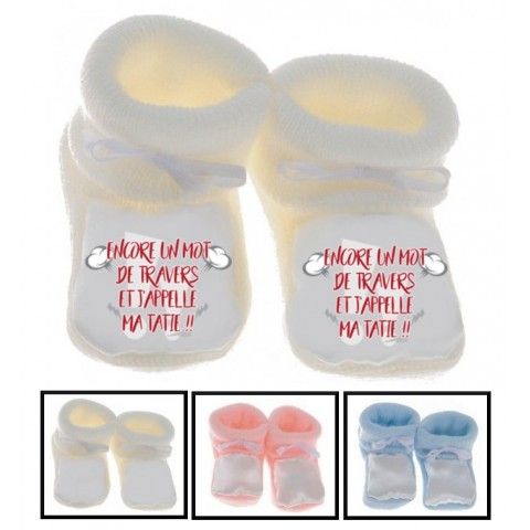 Chaussons de bébé tu vas être ma tata de cœur garçon