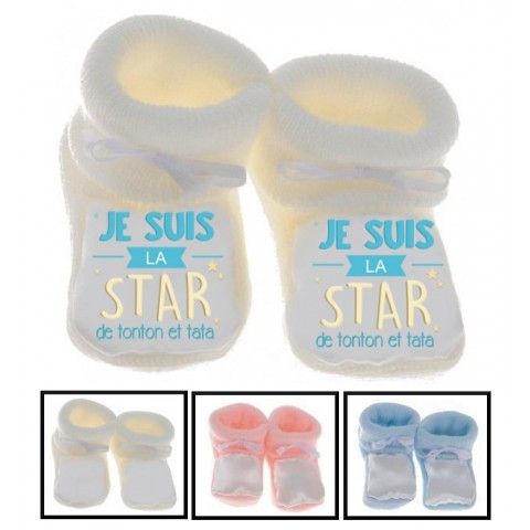 Chaussons de bébé ma tatie m’adore garçon