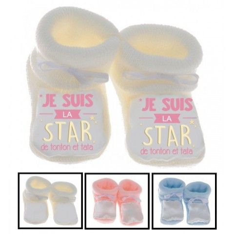 Chaussons de bébé ma tatie m’adore garçon