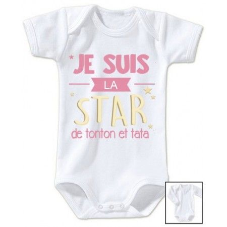 body nouveau né blanc phrase 100% amour de tata et tonton en pur coton manches courtes (tata tonton w mm 0 mois body nouveau né blanc phrase 100% amour de tata et tonton en pur coton manches courtes (tata tonton w mm 0 mois