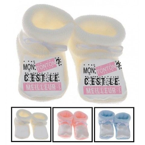 Chaussons de bébé ma tatie m’adore garçon