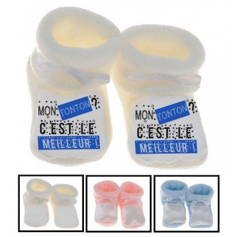 Chaussons de bébé ma tatie m’adore garçon