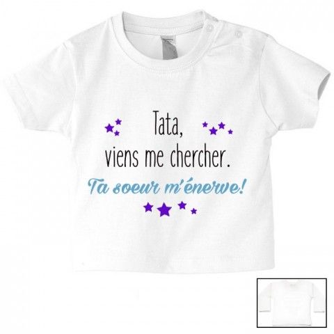 Tee-shirt de bébé tu vas être ma tata de cœur garçon