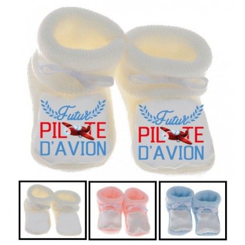 Chaussons de bébé futur pilote d’avion rouge