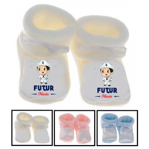 Chaussons de bébé futur marin 