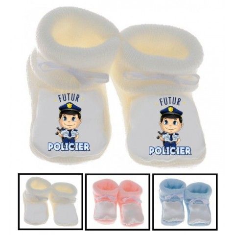 Chaussons de bébé futur policier sympa