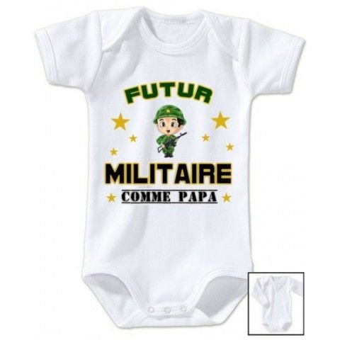 Bavoir de bébé futur militaire casque vert comme papa