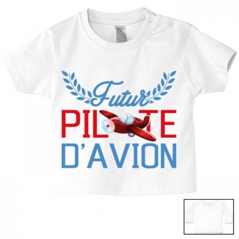 Tee-shirt de bébé futur pilote d’avion rouge