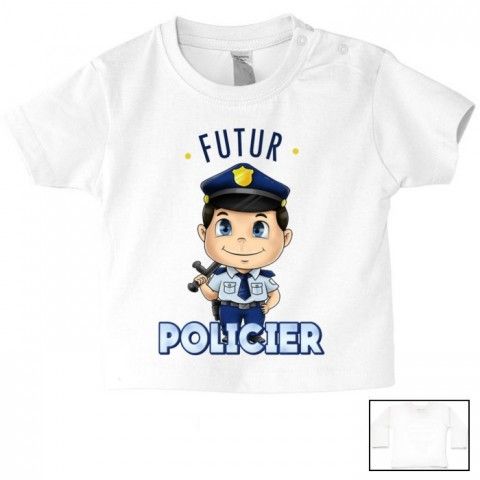 Tee-shirt de bébé futur policier sympa