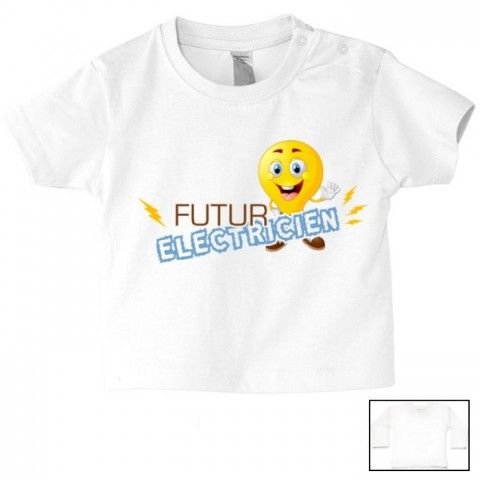 Tee-shirt de bébé futur électricien joyeux