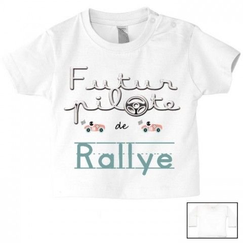 Tee-shirt de bébé futur pilote de rallye au volant