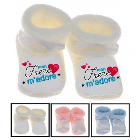 Chaussons de bébé je suis le prince des râleurs la reine c’est ma sœur