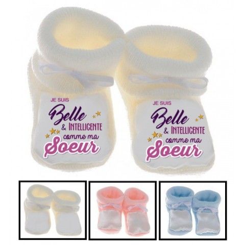 Chaussons de bébé je suis le prince des râleurs la reine c’est ma sœur