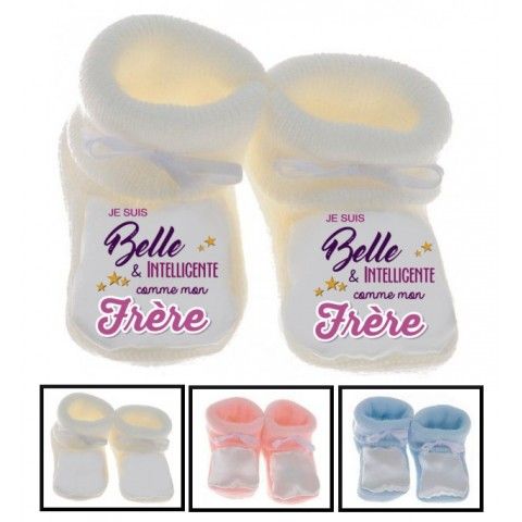 Chaussons de bébé je suis le prince des râleurs la reine c’est ma sœur