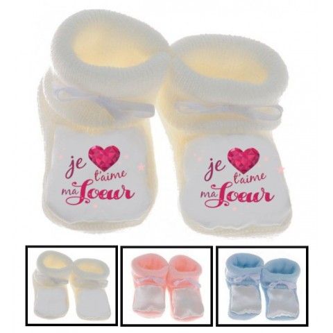 Chaussons de bébé je suis le prince des râleurs la reine c’est ma sœur