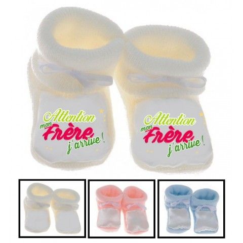 Chaussons de bébé je suis le prince des râleurs la reine c’est mon frère