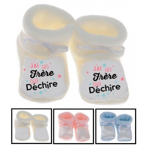 Chaussons de bébé je suis le prince des râleurs la reine c’est ma sœur