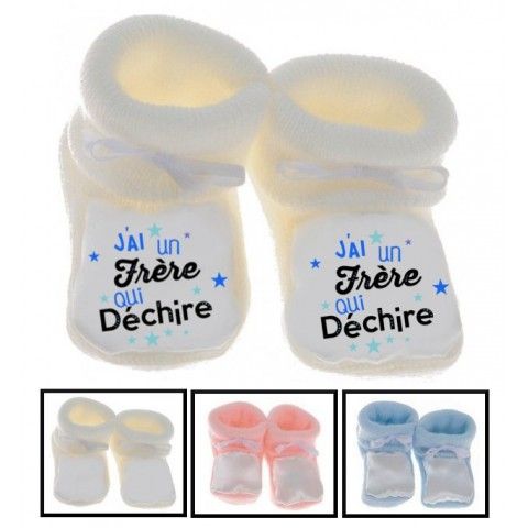 Chaussons de bébé je suis le prince des râleurs la reine c’est ma sœur