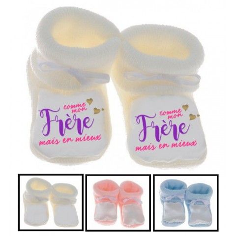 Chaussons de bébé je suis le prince des râleurs la reine c’est ma sœur