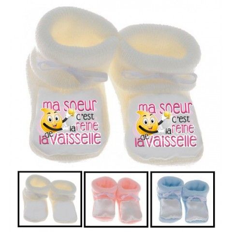 Chaussons de bébé je suis le prince des râleurs la reine c’est ma sœur