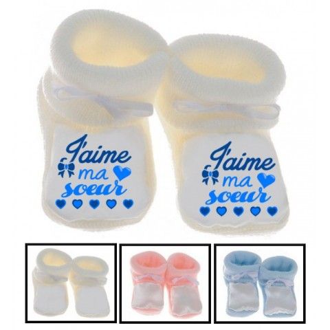 Chaussons de bébé je suis le prince des râleurs la reine c’est ma sœur