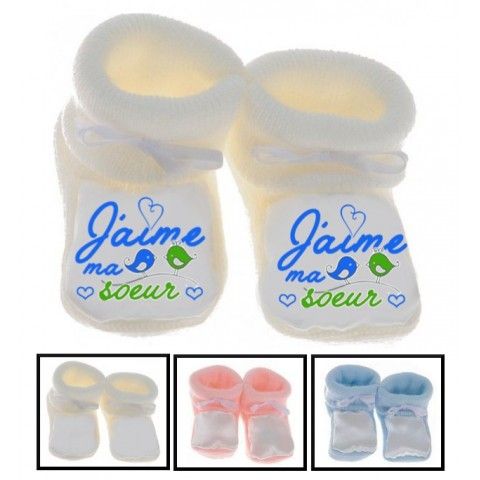 Chaussons de bébé je suis le prince des râleurs la reine c’est ma sœur