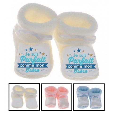 Chaussons de bébé je suis le prince des râleurs la reine c’est ma sœur