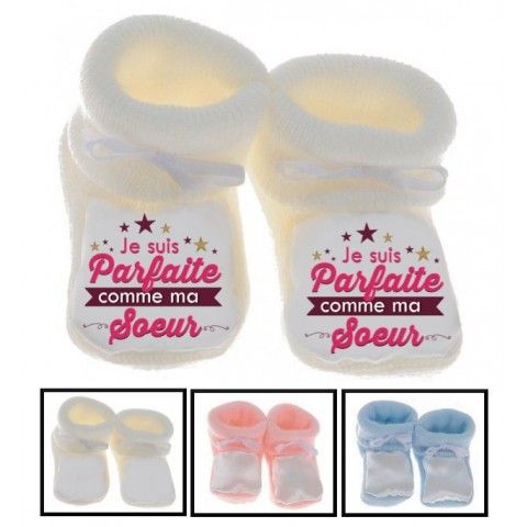 Chaussons de bébé je suis le prince des râleurs la reine c’est ma sœur