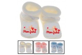 Chaussons de bébé je suis aussi bavarde que mon frère