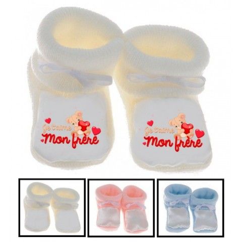 Chaussons de bébé je suis aussi bavarde que mon frère