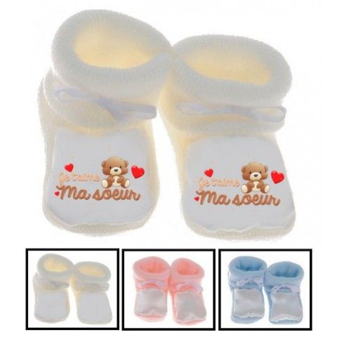 Chaussons de bébé j’aime ma sœur adorée fille