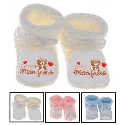 Chaussons de bébé ma sœur m’adore garçon