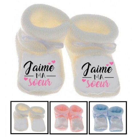 Chaussons de bébé je suis aussi bavarde que ma sœur