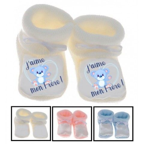 Chaussons de bébé je suis le prince des râleurs le roi c’est mon frère