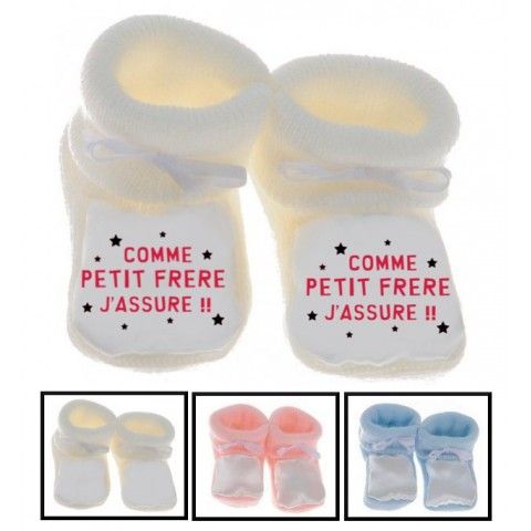 Chaussons de bébé je suis le prince des râleurs le roi c’est mon frère