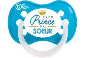 Tétine de bébé je suis le prince des râleurs la reine c'est ma sœur