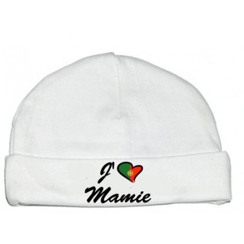 Bonnet de bébé j’aime mamie bicolore