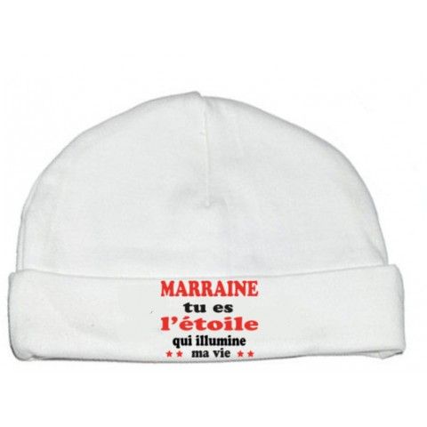 Bonnet de bébé marraine tu es l’étoile qui illumine ma vie