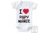 Body de bébé i love papy et mamie cœur rouge