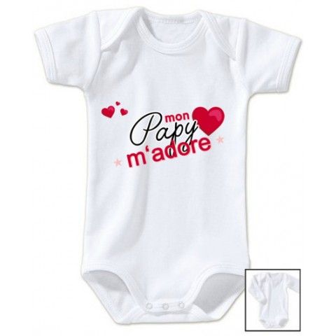 Body de bébé mon papy m’adore cœurs fille