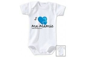 Body de bébé j’aime ma mamie il dit toujours oui garçon