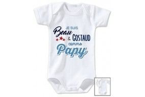 Body de bébé je suis beau et costaud comme papy