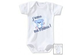 Body de bébé j’aime ma mamie ourson garçon